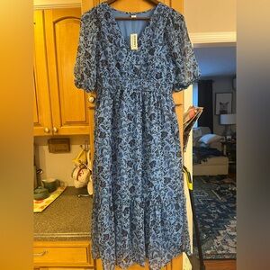 Old Navy Short Sleeve Long Blue Dress